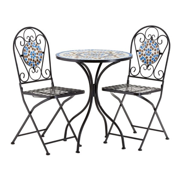 Komplet 2 niebiesko-brązowych krzeseł ogrodowych i stolika Premier Housewares Amalfi