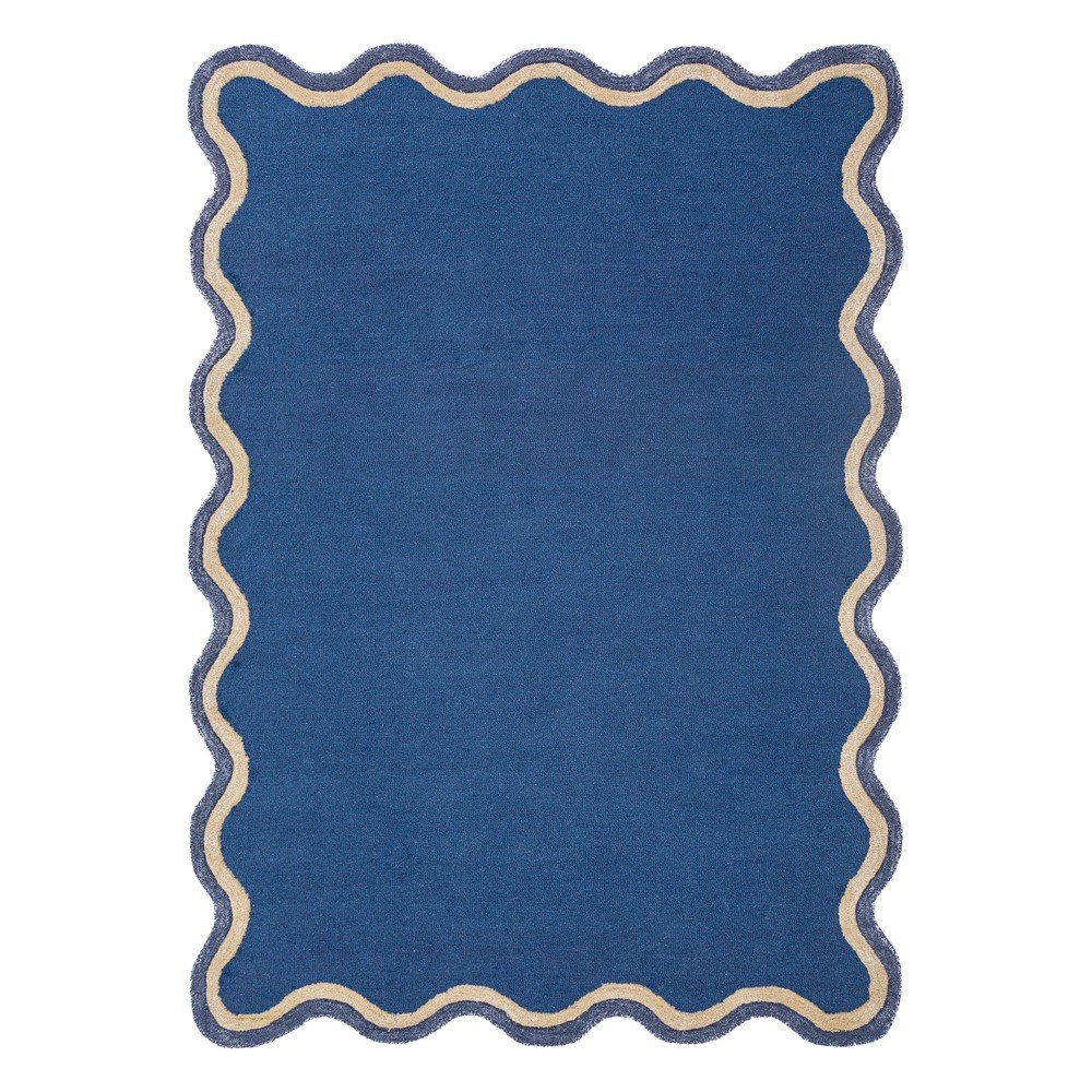 Ciemnoniebieski dywan z mieszanki wełny tkany ręcznie 160x230 cm Rivo Wool – Flair Rugs