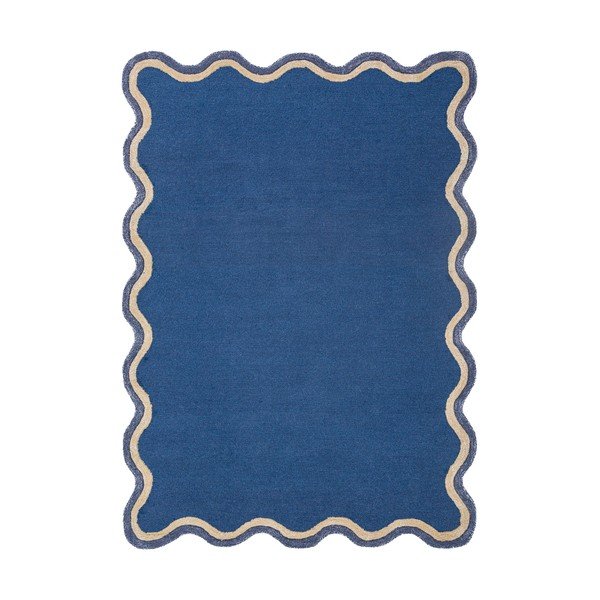 Ciemnoniebieski dywan z mieszanki wełny tkany ręcznie 160x230 cm Rivo Wool – Flair Rugs
