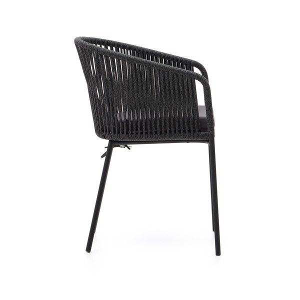 Czarne metalowe/tapicerowane krzesło ogrodowe Yanet – Kave Home-image-3