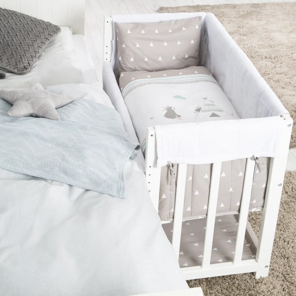 Biała kołyska ze schowkiem i baldachimem 90x45 cm Indibär – Roba-image-3