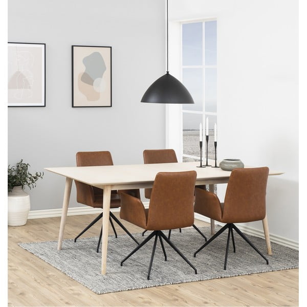 Koniakowy tapicerowany fotel jadalniany z podłokietnikami Naya – Actona-image-1