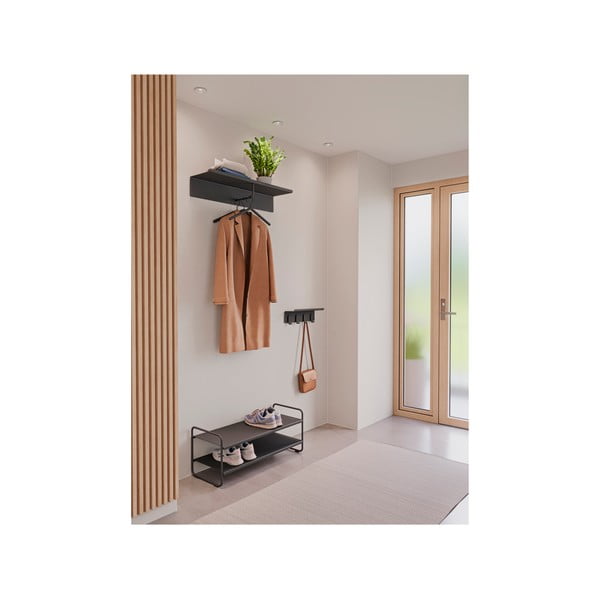 Czarny stalowy wieszak ścienny z półką 21,5 cm A-Coat – Zone-image-2