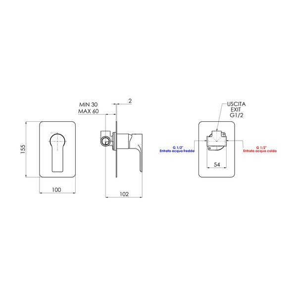 Bateria prysznicowa podtynkowa w kolorze matowej czerni (1 otwór) Pax – Sapho-image-1