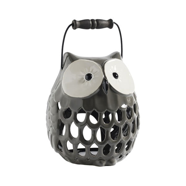 Świecznik ceramiczny Owl, szary