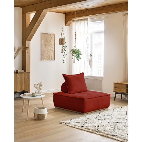 Ceglasty fotel z tkaniny szenilowej Elisa – Bobochic Paris-image-1