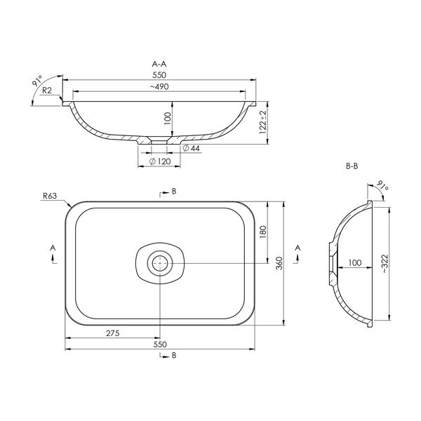 Biała umywalka z kompozytu mineralnego 55x36 cm Japura – Sapho-image-3
