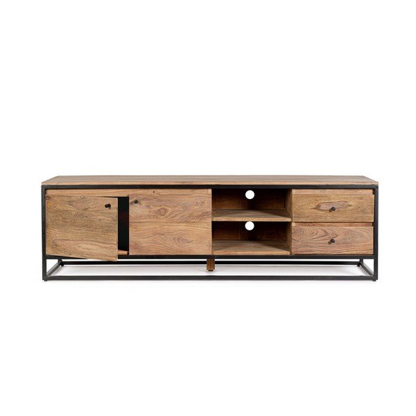 Szafka pod TV z litego drewna sheesham w naturalnym kolorze 175x50x45 cm Nartan – Bizzotto-image-3