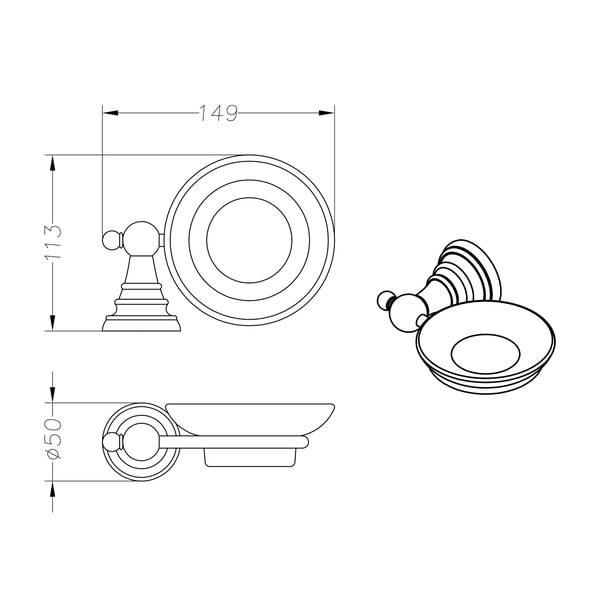 Mosiężna mydelniczka ścienna Sapho Diamond-image-3