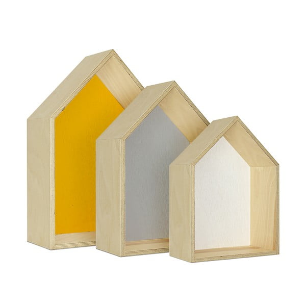 Zestaw 3 półek HF Living Hut – żółta, szara, biała