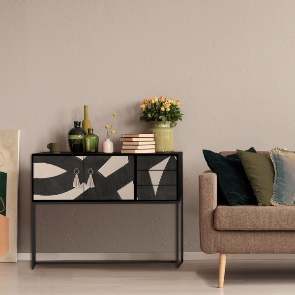 Czarno-beżowa niska komoda 113x92 cm Freya – Really Nice Things-image-2