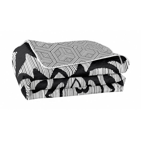 Czarno-biała dwustronna narzuta z mikrowłókna DecoKing Hypnosis Mezmerize, 170x210 cm