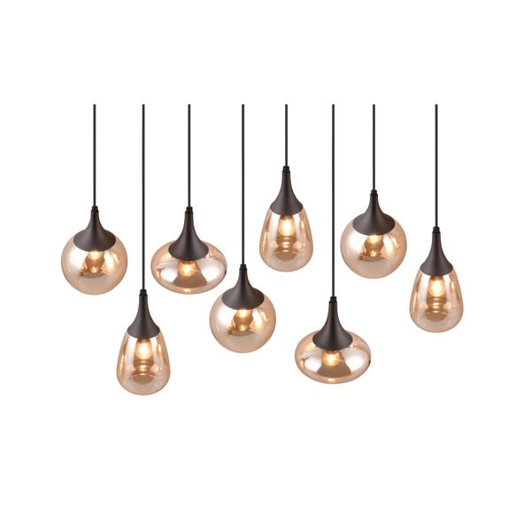 Czarno-pomarańczowa lampa wisząca ze szklanym kloszem Lumina – Trio-image-1