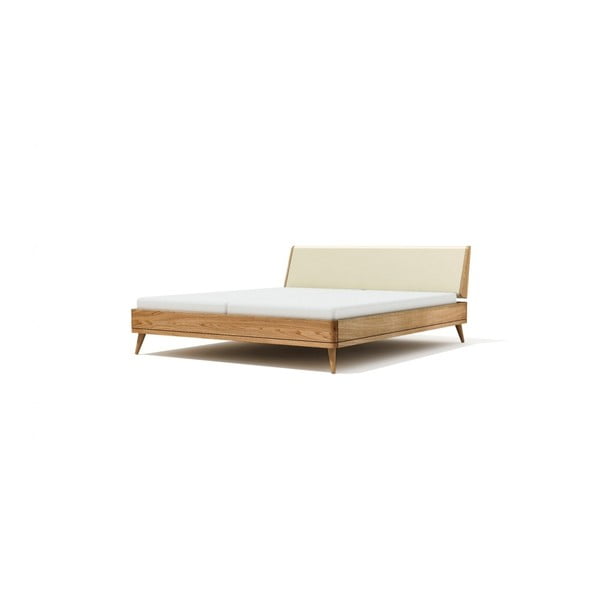 Łóżko z litego drewna dębowego z szarym obiciem Javorina Terra Simple, 180x200cm