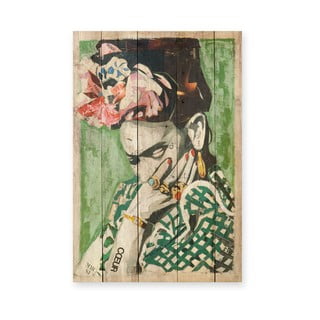 Tablica ścienna z drewna sosnowego Madre Selva Frida Coeur, 40x60 cm