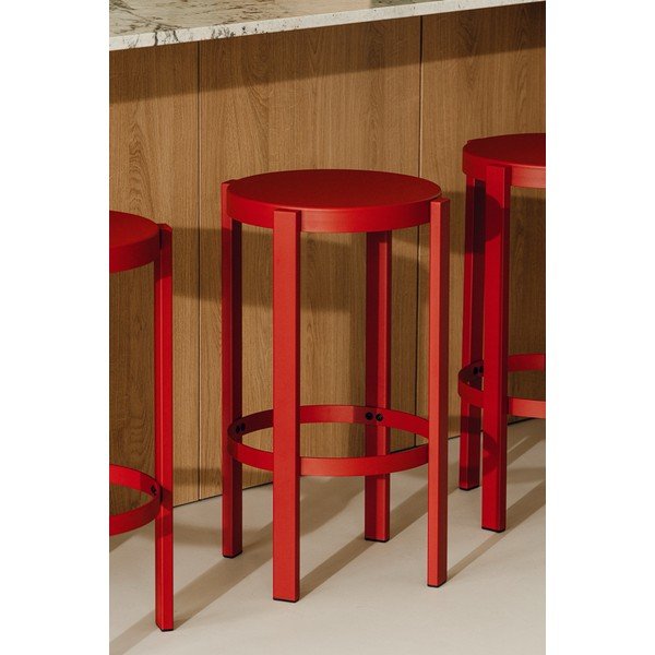 Czerwony stalowy hoker (wysokość siedziska 65 cm) Doon – noo.ma-image-1