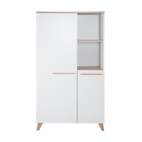 Biała szafa dziecięca w dekorze dębu 52x180x180 cm Léon – Roba