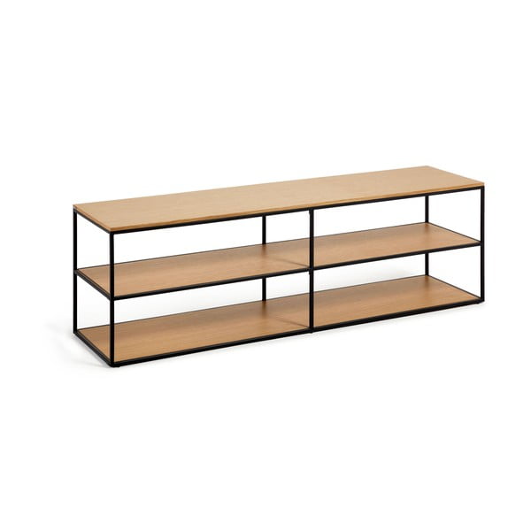 Czarno-naturalna szafka pod TV w dekorze dębu 160x50 cm Yoana − Kave Home