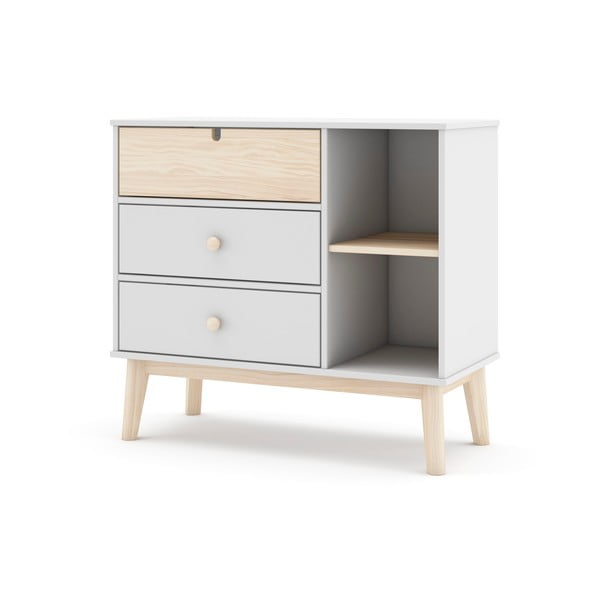 Biała niska komoda dziecięca 90x40 cm Estefania – Marckeric-image-4