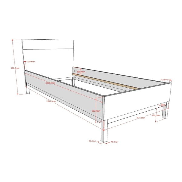 Białe łóżko dziecięce z litego drewna sosnowego bez stelaża 90x200 cm Eva – Vipack-image-2