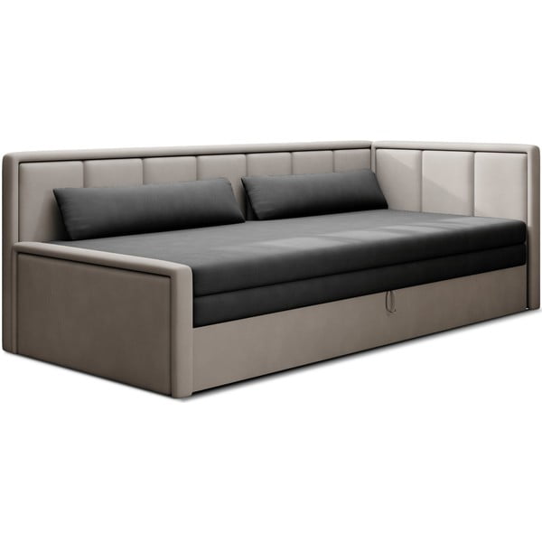 Szara rozkładana/ze schowkiem sofa z tkaniny szenilowej 214 cm Fulgeo – ELTAP