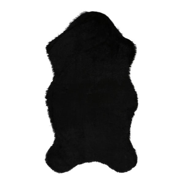 Czarny dywan ze sztucznej skóry Pelus Black, 90x150 cm