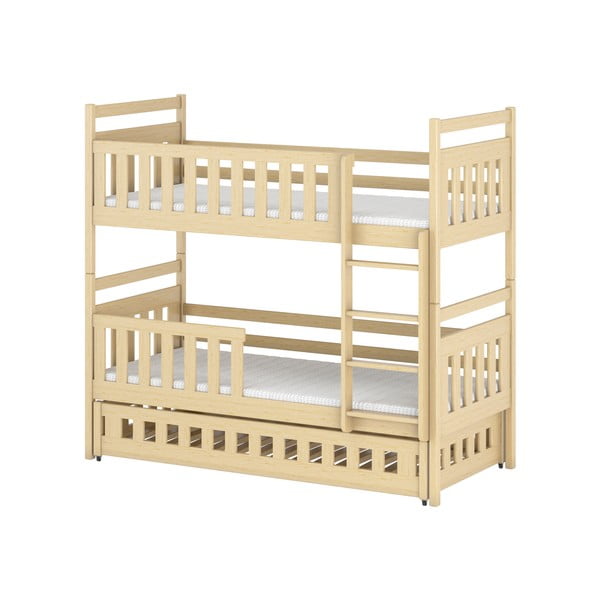 Piętrowe łóżko dziecięce z drewna sosnowego 90x200 cm Oliwia – Lano Meble