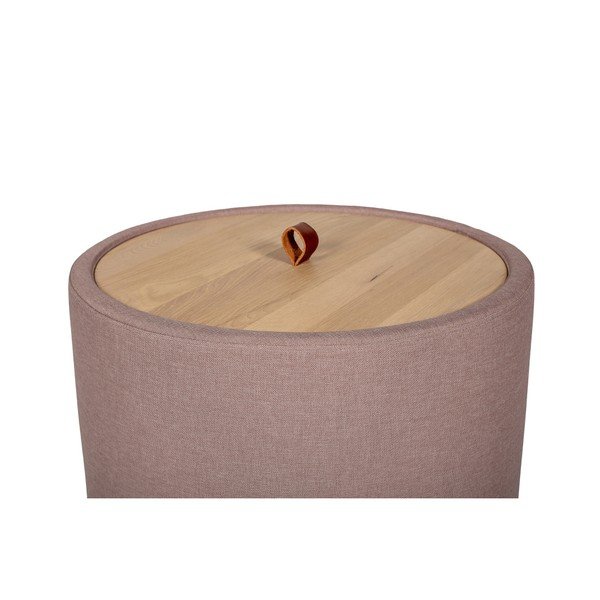 Jasnoróżowy stolik ze zdejmowanym blatem z drewna dębowego Askala Ibisco, ⌀ 56 cm-image-3