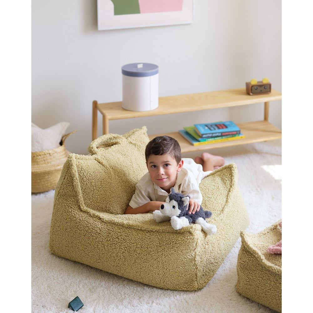 Zielony dziecięcy worek do siedzenia z materiału bouclé Chair – Wigiwama (zdjęcie 10)