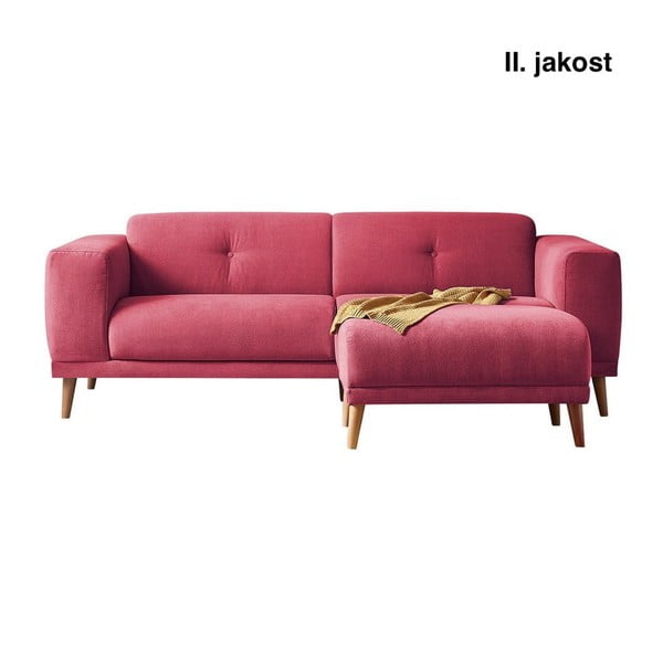 (II. jakość) Czerwona sofa z podnóżkiem Bobochic Paris Luna