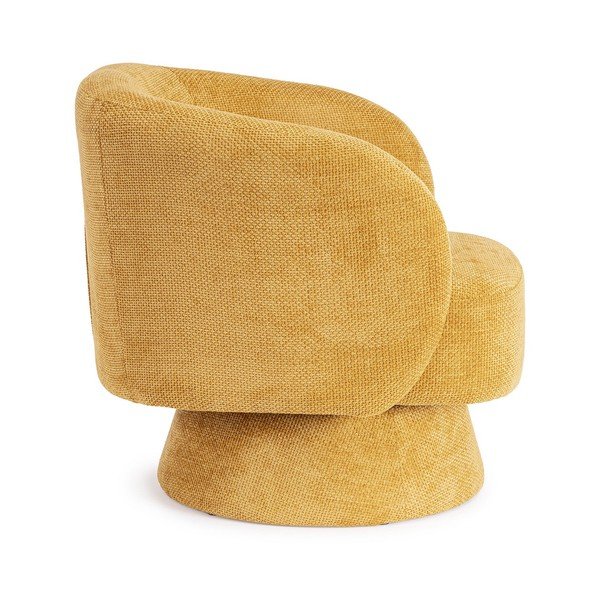 Musztardowy obrotowy fotel z tkaniny szenilowej Julienne – Bizzotto-image-3
