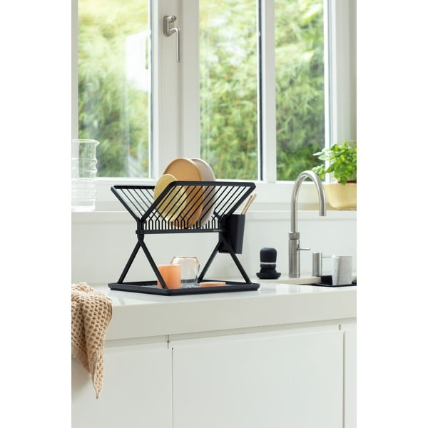 Ciemnoszary metalowy dwupiętowy ociekacz 37x33 cm – Brabantia-image-1