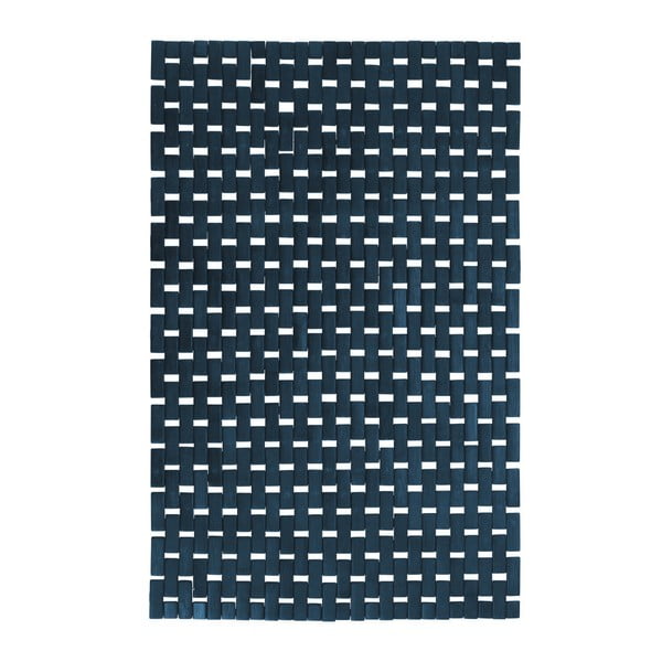 Ciemnoniebieski dywanik łazienkowy z bambusu Wenko Thea, 80x50 cm