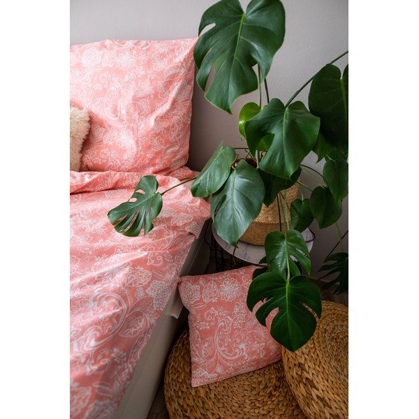 Różowa bawełniana pościel jednoosobowa 140x200 cm LP Dita Pink Blossom – Cotton House-image-2