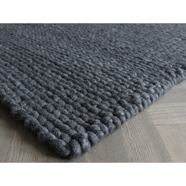 Antracytowy pleciony dywan wełniany Wooldot Braided Rugs, 140x200 cm