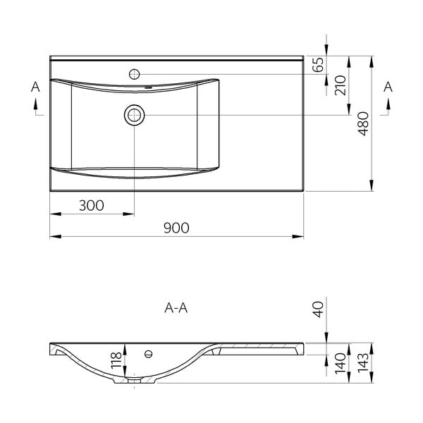 Biała umywalka z kompozytu mineralnego 90x48 cm Luciola – Sapho-image-4
