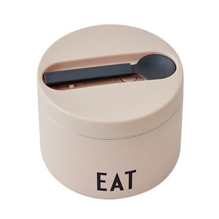 Beżowy pojemnik termiczny z łyżką Design Letters Eat, wys. 9 cm