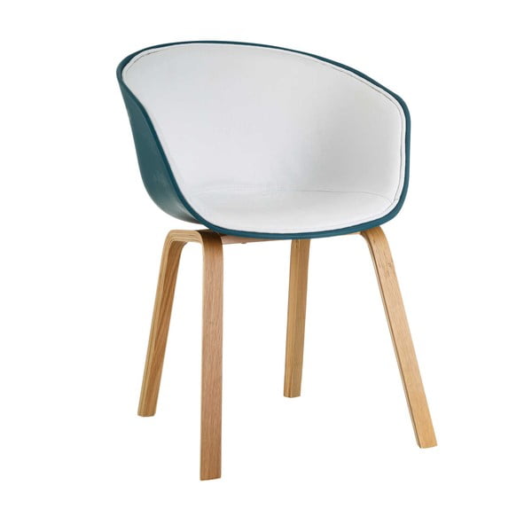Niebieskie krzesło z nohami z drewna jodłowego Tropicho Modern