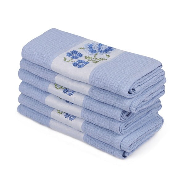 Zestaw 6 niebieskich ręczników z czystej bawełny Simplicity, 45x70 cm