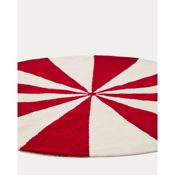 Czerwono-biały dywan dziecięcy z mieszanki bawełny ø100 cm Wirla – Kave Home-image-3
