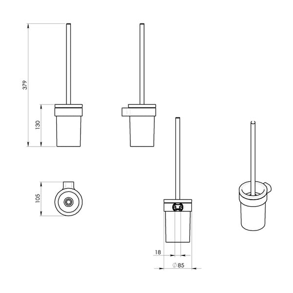 Biała/w kolorze złota ścienna szklana szczotka do WC Gedy Pirenei – Sapho-image-2