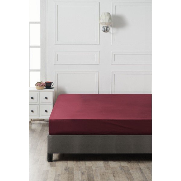 Bordowe bawełniane prześcieradło z gumką 140x200 cm – Mijolnir-image-2