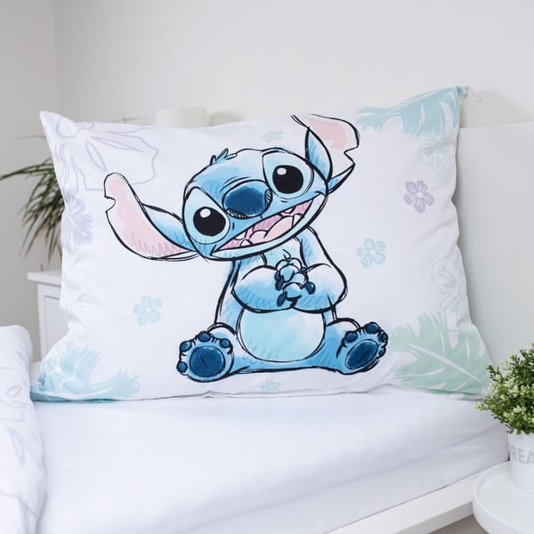 Biała bawełniana pościel dziecięca jednoosobowa 140x200 cm Lilo and Stitch "Ohana White" – Jerry Fabrics-image-3
