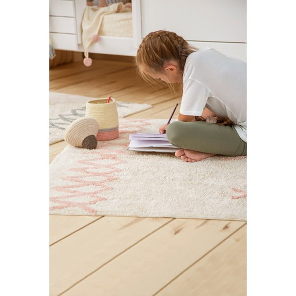 Różowo-kremowy bawełniany dywan tkany ręcznie odpowiedni do prania 120x160 cm Atlas Natural – Lorena Canals-image-1