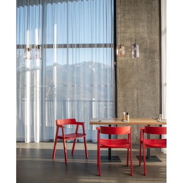 Czerwone krzesło z podłokietnikami z litego drewna dębowego Flip – Gazzda-image-3