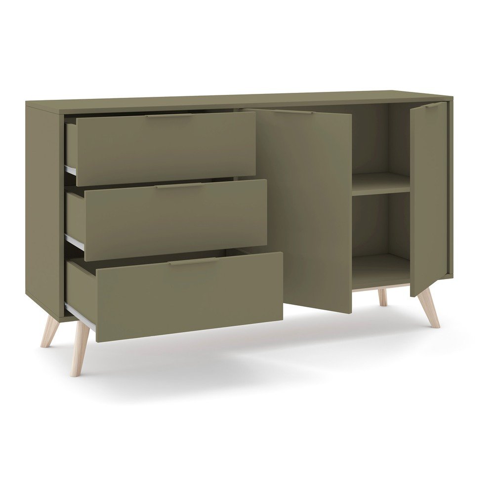 Zielona komoda z matowym wykończeniem 140x81x40 cm Campus – Marckeric (zdjęcie 4)