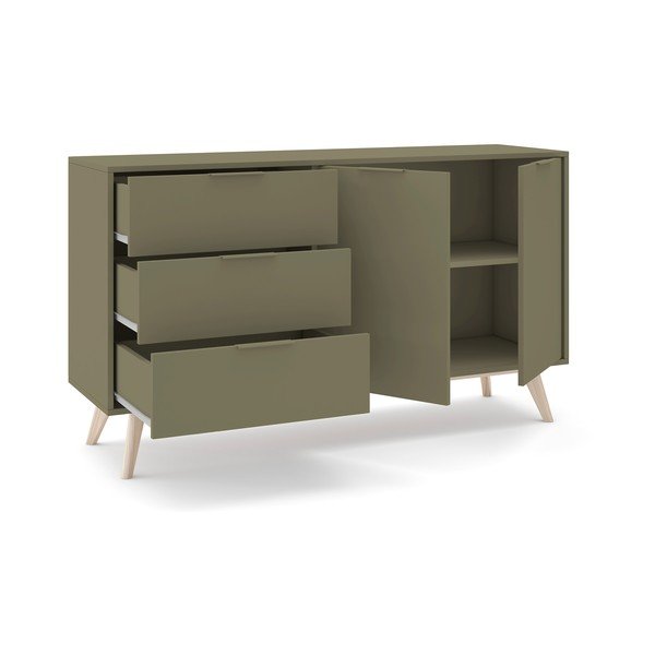 Zielona komoda z matowym wykończeniem 140x81x40 cm Campus – Marckeric-image-3