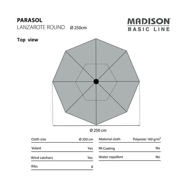Zielony parasol ogrodowy ø 250 cm Lanzarote − Madison-image-2
