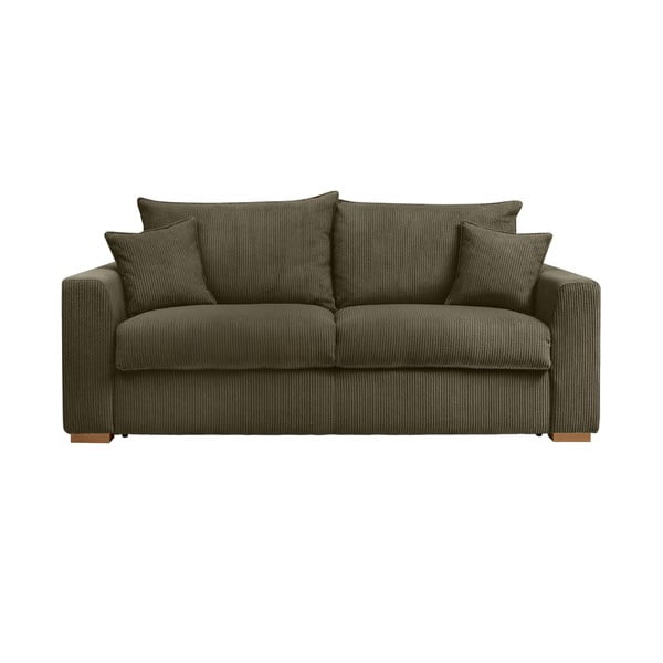Zielonobrązowa sztruksowa rozkładana sofa 225 cm Augustin – Bobochic Paris