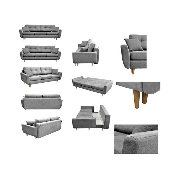 Szara sofa rozkładana z jasnymi nogami Mazzini Sofas Rose-image-1